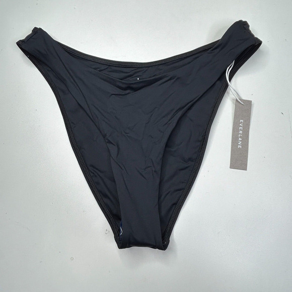 Everlane Thigh-High Bikini Bottom & Scoop-Neck Bikini Top Black Women Small NWT - Picture 4 of 15